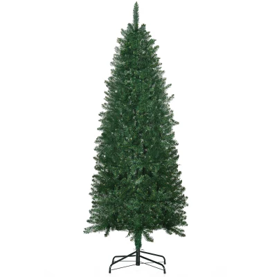 HOMCOM 6ft Artificial Christmas Tree w/ Metal Stand Spruce Branch Tips Green