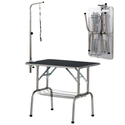 PawHut 36-inch Dog Grooming Table Stainless Steel QUALITY GUARANTEED with Adjustable Arm and Basket