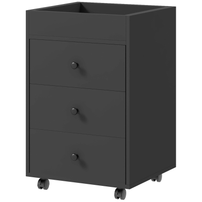 HOMCOM 3-Drawer Mobile File Cabinet with Top Tray, Black