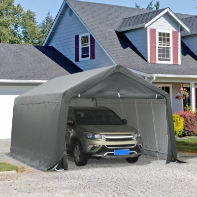 Outsunny 12' x 20' Heavy Duty Carport, Gray Storage Tent