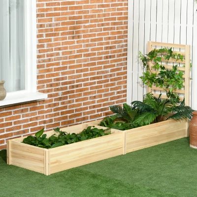 Outsunny Wood Planter Box with Trellis, 91"x24"x43", Natural