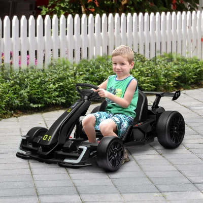 Aosom 24V Electric Go Kart, Adjustable Seat, Black