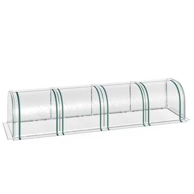 Outsunny 13' x 3' x 2.5' Portable Mini Tunnel Greenhouse with 4 Zipped Doors, Easy Assembly, Clear