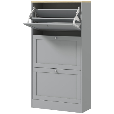 HOMCOM Modern Shoe Storage with 3 Flip Drawers and Adjustable Shelves, Shoe Cabinet Organizer for 18 Pairs of Shoes, Grey