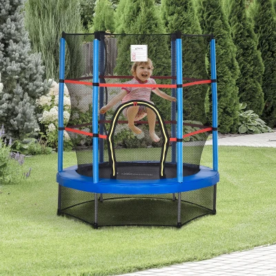 Outsunny 5FT Kids Trampoline with Enclosure, Blue