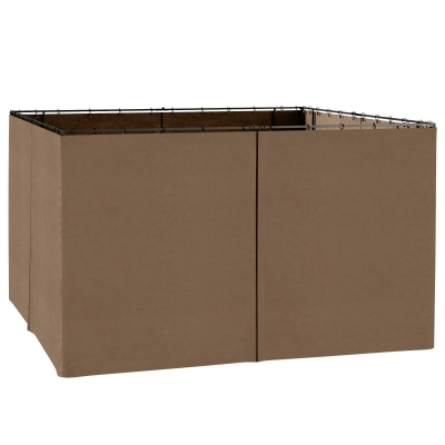Outsunny 10' x 12' Universal Gazebo Sidewall Set with 4 Panels, Hooks, C-Rings Included for Pergolas & Cabanas, Brown