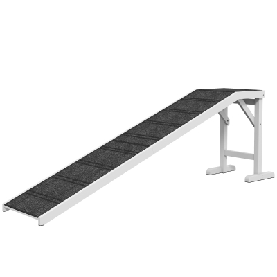 PawHut Pet Ramp, Dog Bed Steps with Non-slip Carpet, Top Platform, 74" x 16" x 25", White