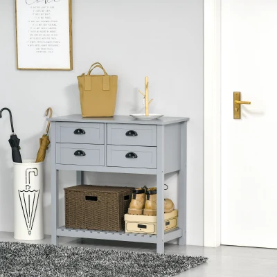 HOMCOM Coffee Bar Cabinet with 4 Drawers, Gray