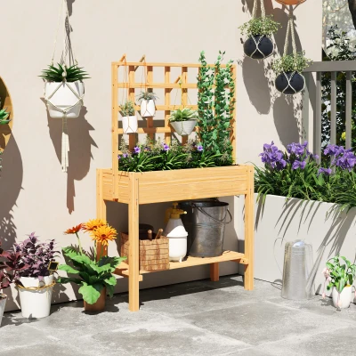 Raised Planter 34.6" W x 14.6" D x 55.9" H Natural Wood