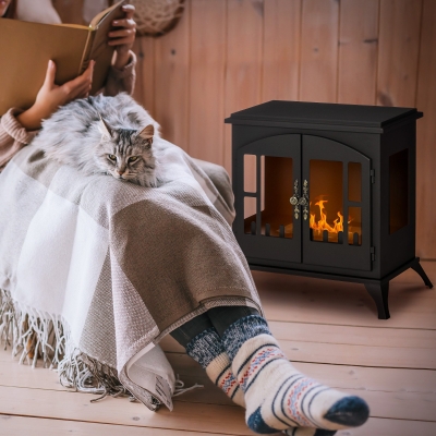 HOMCOM Freestanding Bioethanol Fireplace Stove, 0.25 Gal, Black
