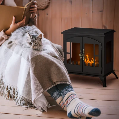 HOMCOM Freestanding Bioethanol Fireplace Stove, 0.25 Gal, Black