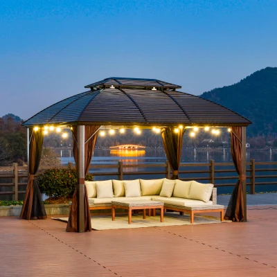 Outsunny 10' x 12' Hardtop Gazebo, Aluminum Frame, Outdoor