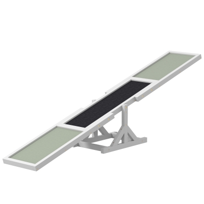 PawHut Wood Pet Seesaw, Dog Agility Training Equipment for Obedience Training, Weather Resistant, White