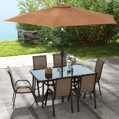 Outsunny 8-Piece Patio Furniture Set with 9ft Umbrella, Brown