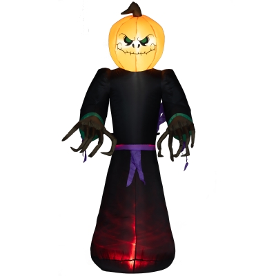 HOMCOM 7' Halloween LED Inflatable Reaper Ghost Pumpkin