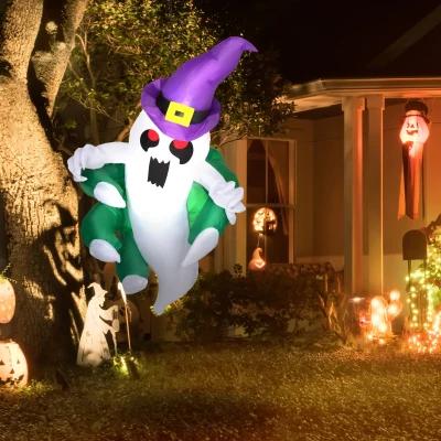 Outsunny 3.9ft Inflatable Ghost Window Sticker, LED Display