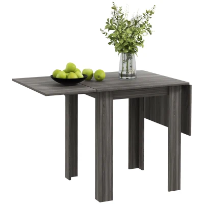 HOMCOM Folding Dining Table, Extendable Kitchen Table for Small Space, Drop Leaf Table for 2-4 People, Grey