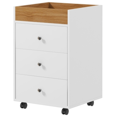 HOMCOM 3-Drawer Mobile File Cabinet with Top Tray, White
