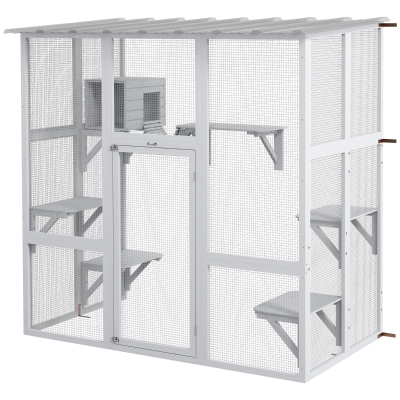 Cat Cage 67.7" W x 35.5" D x 70.5" H White