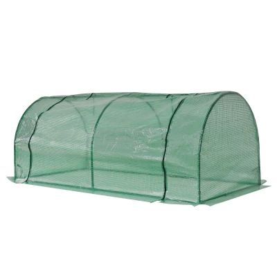 Outsunny Mini Greenhouse Portable Hot House for Plants with Zippered Doors for Outdoor, Indoor, 79" x 39" x 32", Green