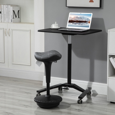Vinsetto Backless Wobble Stool Chair, Standing Desk Chair, Adjustable Learning Stool for Office Desks, with Rocking Motion, Grey