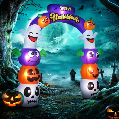 Outsunny 8ft Inflatable Halloween Archway with Pumpkins & Ghosts