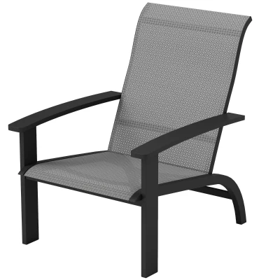 Outsunny Outdoor Adirondack Chair Muskoka Chair with Aluminum Frame, Mesh Seat, High Back for Garden, Deck, Dark Grey