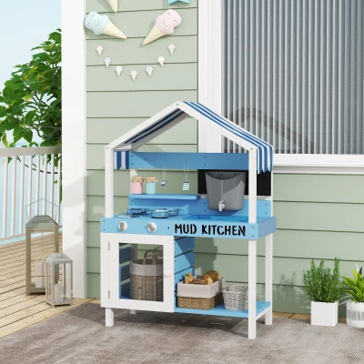 Outdoor Kids Kitchen Playset 31.5" L x 14.4" W x 44.1" H Blue