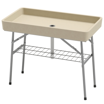 Ice Cooler Table 40.6" L x 22" W x 32.3" H Tan