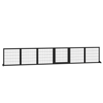 PawHut Wooden Freestanding Pet Gate w/ 2 Support Feet, Black