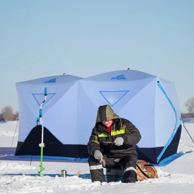 Outsunny 8-Person Portable Ice Fishing Tent, Light Blue