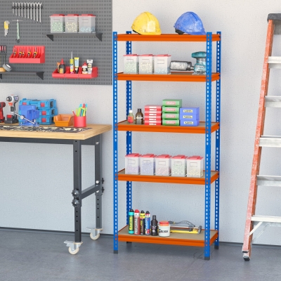 HOMCOM 5-Tier Heavy Duty Garage Shelf, Metal Shelving Unit with Adjustable Shelves, Metal Frame, 31.5"x15.75"x71.75", 3300 lbs Capacity for Workshop, Shed, Office