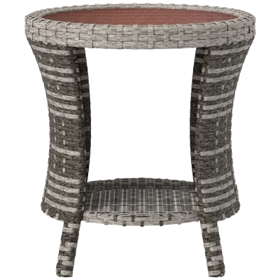 Rattan Table 18.1" Dia. x 19.7" H Mixed Gray
