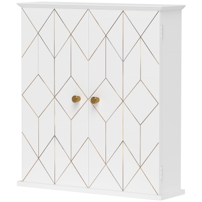HOMCOM Bathroom Wall Cabinet, Medicine Cabinet, Storage Cabinet with 2 Doors, Adjustable Shelf, White