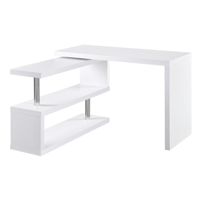 HOMCOM L-Shaped Rotating Corner Desk, Home Office, White