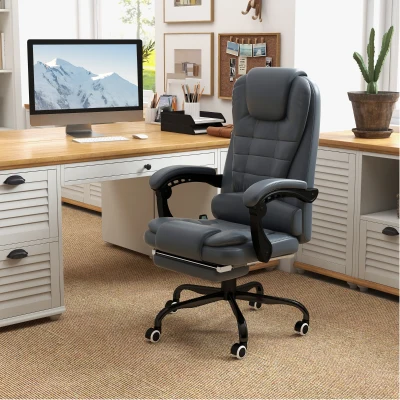 Vinsetto Massage Office Chair High Back with Footrest, Blue