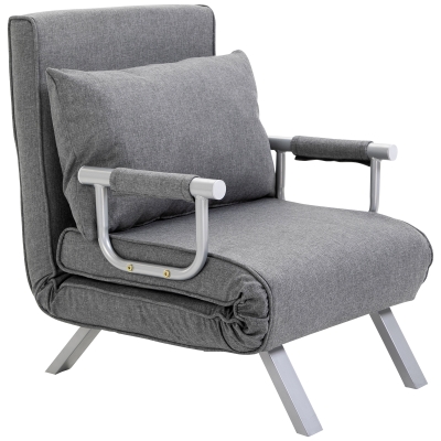 HOMCOM Folding 5-Position Sofa Bed Chair, Light Gray