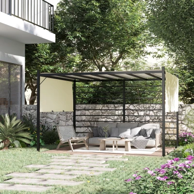 Outsunny 10' x 12' Retractable Pergola, Patio Canopy Shade, Beige