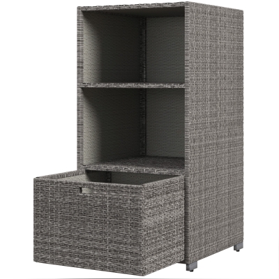 Outsunny PE Rattan Towel Rack with 2 Storage Shelves, Gray