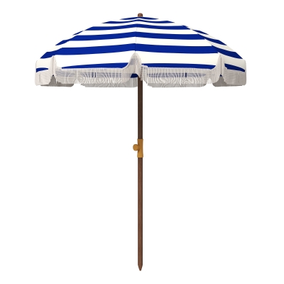 Outsunny 6.2' Portable Beach Umbrella, Vent & Carry Bag, Blue Stripe