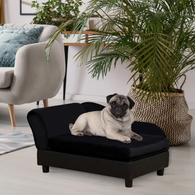 PawHut Pet Sofa Bed with Storage for Cats & Small Dogs, Black