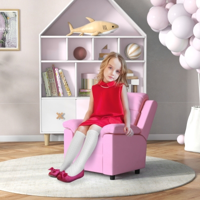 Qaba Kids Recliner Chair with Armrest & Footrest, Pink