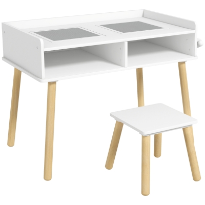 Qaba 3 in 1 Kids Table and Chair Set for Playing, Drawing, Reading, Art, Craft, for Nursery, Playroom, Grey