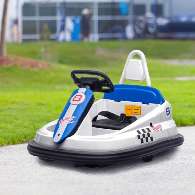 Aosom Bumper Car for Kids, 360° Rotation 6V Electric Ride On Bumper, White(m-10)