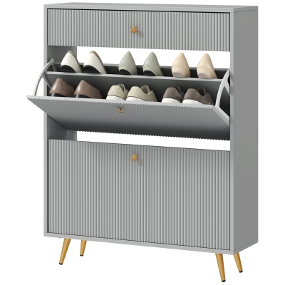 Shoe Cabinet 31.5" W x 9.4" D x 40" H Gray