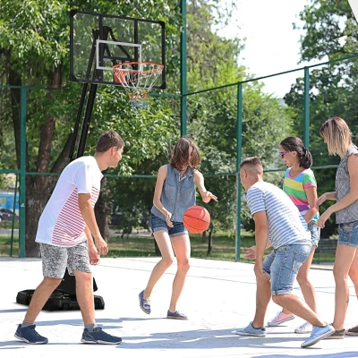 Soozier Portable Basketball Hoop, Height-Adjustable 9.6-11.5FT