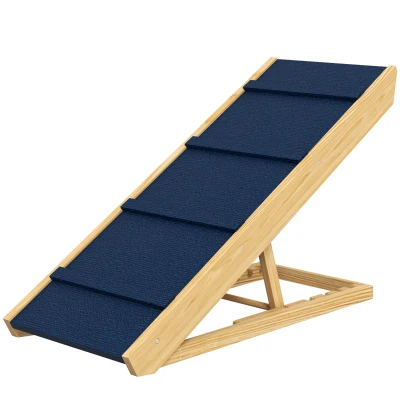PawHut Adjustable Dog Ramp for Bed, Sofa, with Non-Slip Surface, Folding Dog Stair for Small, Medium, Large Dogs