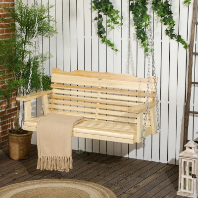 Outsunny 2-Seater Outdoor Swing Bench, Metal Chains, Patio