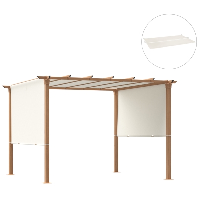 Outsunny 2 Piece Retractable Pergola Canopy Replacement for 10' x 10' Pergola, Pergola Shade Cover with Weight Rods, Beige