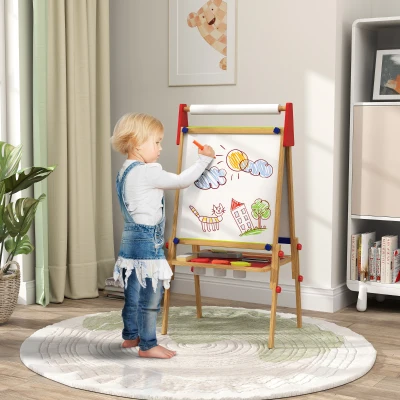 Kids Easel 24" W x 18.5" D x 44.5" H Natural Wood